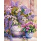 Рисуване по Номера (пълен комплект) - Деликатни цветя в бледо розово и нежно виолетово