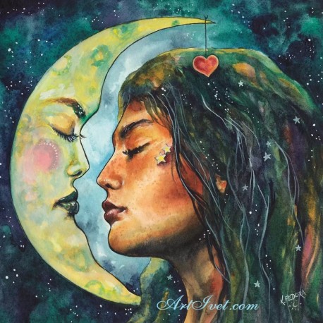 Рисуване по Номера (пълен комплект) -Луната и лунното момиче