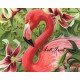 Рисуване по Номера (пълен комплект) -Розово фламинго и екзотични цветя