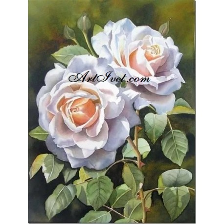 Рисуване по Номера (пълен комплект) - Бели, ароматни рози