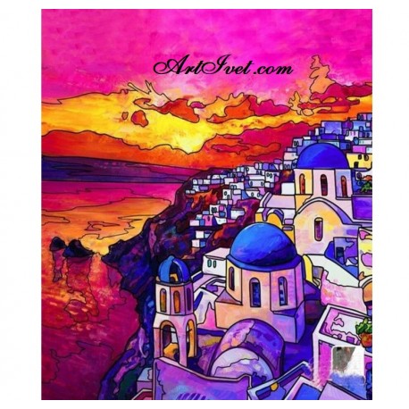 Рисуване по Номера (пълен комплект) - Залез над Закинтос, Гърция