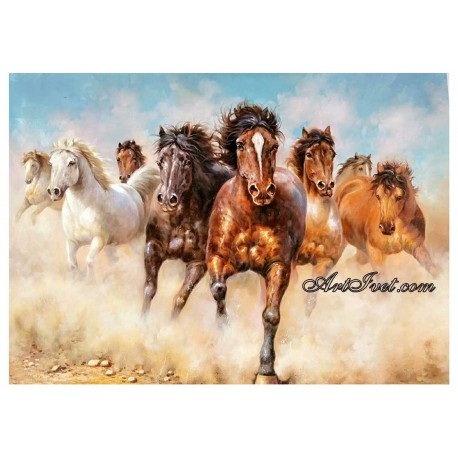 Рисуване по Номера (пълен комплект) - Арабски коне сред пустинята