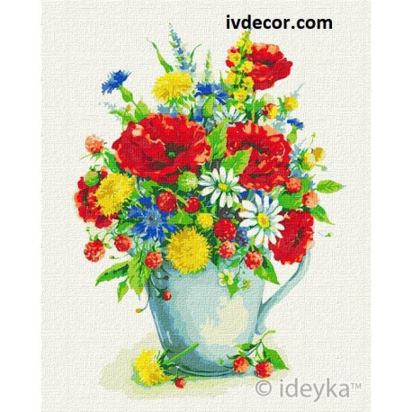 Картина по номера - Бяла кана с пролетни цветя