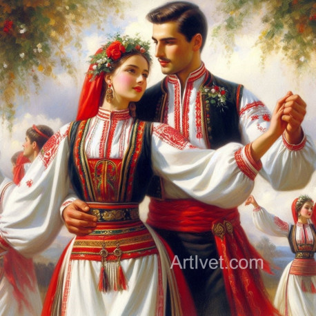 Рисуване по номера - НАРОДНИ ТАНЦИ 40х40 см.