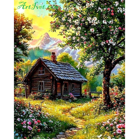 Рисуване по номера - ДЪРВЕНАТА ХИЖА 