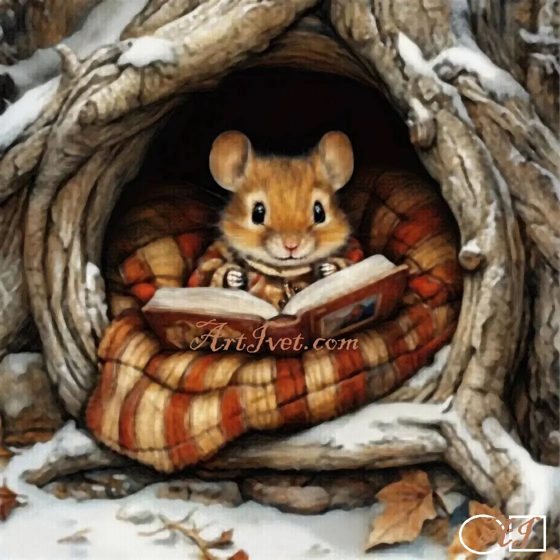 Диамантен гоблен -  УЧЕНОЛЮБИВОТО МИШЛЕ: Размер и Вид - Кръгли диаманти 20х20