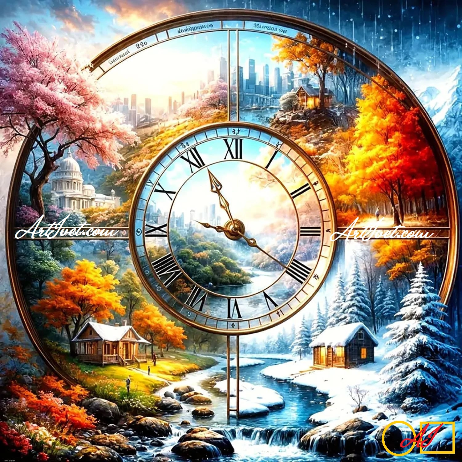 Диамантен гоблен - КОЛЕЛОТО НА ВРЕМЕТО: Размер и Вид - Квадратни диаманти 60х60