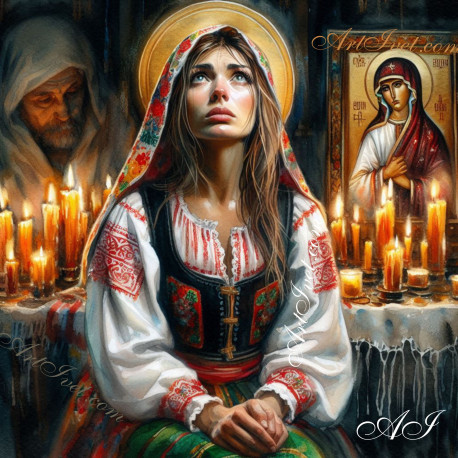 Рисуване по номера - СВЯТА МОЛИТВА 40х40 см.