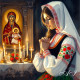 Рисуване по номера - НАШЕПВАНИ ГОРЕЩИ МОЛИТВИ 40х40 см.