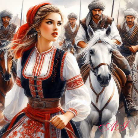 Рисуване по номера - ЗАЛАВЯНЕТО НА АЛБЕНА ВОЙВОДА 40х40 см.