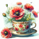 Рисуване по номера - ЧАШКА С МАКОВЕ 40х40 см.