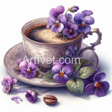 Рисуване по номера - ЧАШКА С ТЕМЕНУГИ 40х40 см.