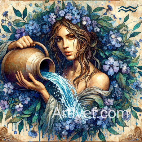 Рисуване по номера - ЗОДИЯ ВОДОЛЕЙ ПО С.МАРИНОВА 40х40 см.