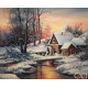 Диамантен гоблен ЗИМЕН ПЕЙЗАЖ СЪС СТАРА ВОДЕНИЦА