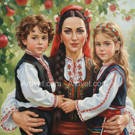 Рисуване по номера - МАЙКА И РОЖБИТЕ И 40х40 см.