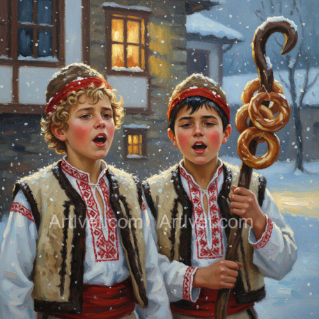 Рисуване по номера - КОЛЕДАРСКИ ПЕСНИ 40х40 см.