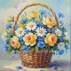Рисуване по номера - КОШНИЧКА - ЛЕТНИ ЦВЕТЯ 40х40 см.