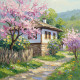 Рисуване по номера - ПРОЛЕТНА НЕЖНОСТ В СЕЛЦЕТО 40х40 см.