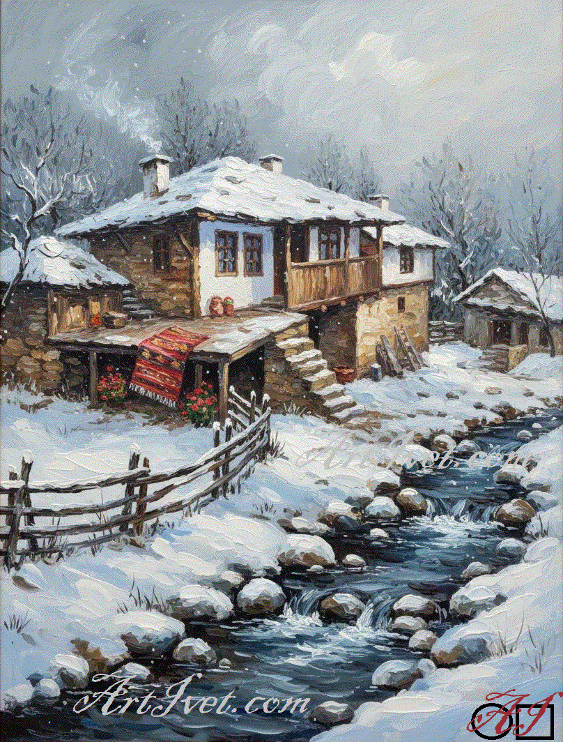 Диамантен гоблен РОМОЛЪТ НА СЕЛСКАТА РЕКИЧКА: Размер и Вид - Квадратни диаманти 40х30