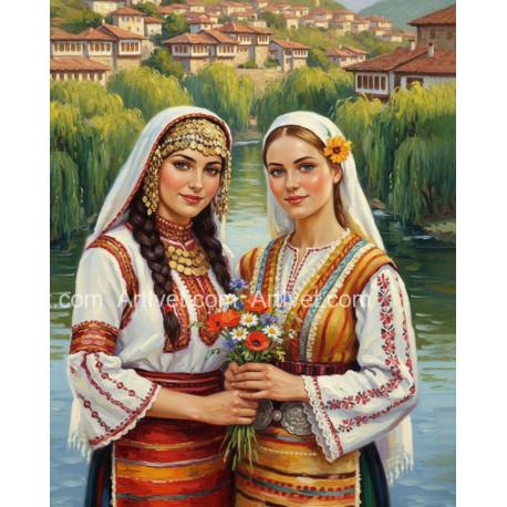 Рисуване по номера - СЕСТРИ В ЧИРПАНСКИ НОСИИ