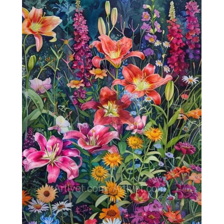 Рисуване по номера - ЦВЕТЯ - ПЪСТРА ФАНТАЗИЯ