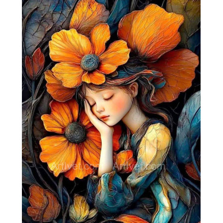 Рисуване по номера - ЖЕНСТВЕНА, ОРАНЖЕВА МЕКОТА