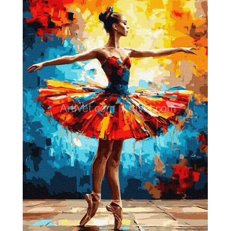 Рисуване по номера - БАЛЕРИНА - ТАНЦУВАЩИ ЦВЕТОВЕ