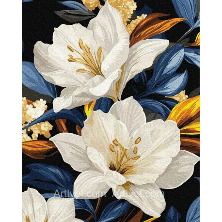 Рисуване по номера - БЕЛИ ЦВЕТЯ В БЕЗКРАЯ