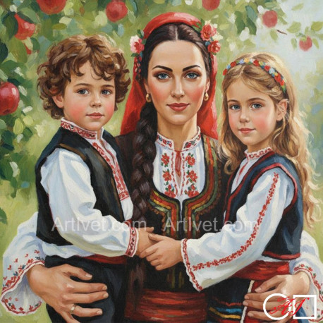 Диамантен гоблен - МАЙКА С РОЖБИТЕ И