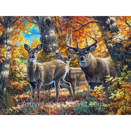 Рисуване по номера - СЕМЕЙСТВО ЕЛЕНИ В ГОРАТА