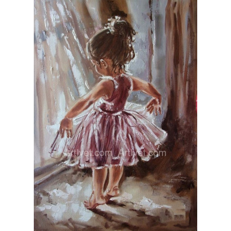 Рисуване по номера - МАЛКА МЕЧТА В РОЗОВА РОКЛИЧКА