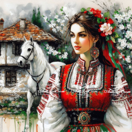 Рисуване по номера - ДЕВОЙКА СРЕД ЖИТНИТЕ НИВИ 40х40 см.