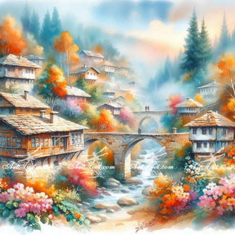 Рисуване по номера - ДА СВЪРЖЕШ ДВА БРЯГА - МОСТОВЕТЕ 40х40 см.