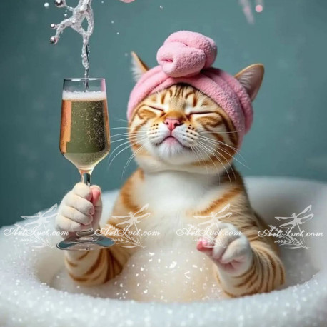 Рисуване по номера - МАЦКА НА СПА РЕЛАКС 40х40 см.