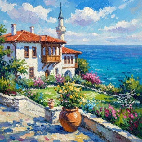 Рисуване по номера - ДВОРЕЦЪТ В БАЛЧИК - ВАРИАНТ 2 40х40 см.