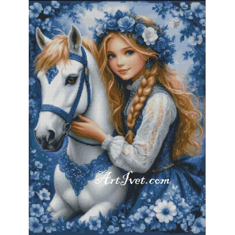 Гоблен МОМИЧЕ С БЯЛО КОНЧЕ