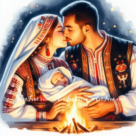 Рисуване по номера - СЕМЕЙНОТО ОГНИЩЕ 40х40 см.