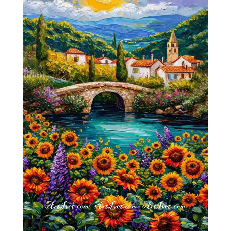 Рисуване по номера - СРЕДИЗЕМНОМОРСКИ СЕЛСКИ ПЕЙЗАЖ