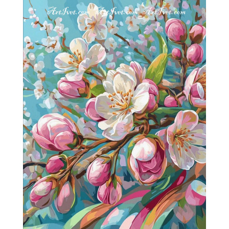 Рисуване по номера - РАЗПУКАХА СЕ ПЪПКИТЕ НА ПРАСКОВАТА