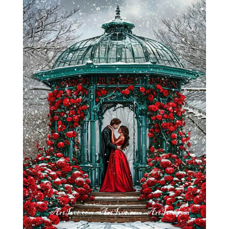 Рисуване по номера - ЦЕЛУВКА ПОД БЕСЕДКАТА С РОЗИ