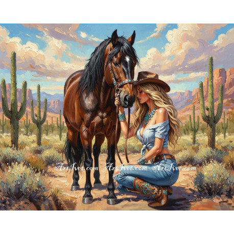 Рисуване по номера - РАЙ В ТЕКСАС - ЕЗДАЧКА И КОН