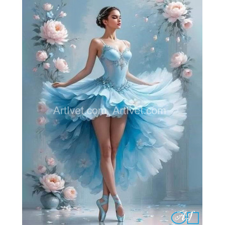 Диамантен гоблен - НЕЖНОСТ В СИНИ ВОАЛИ