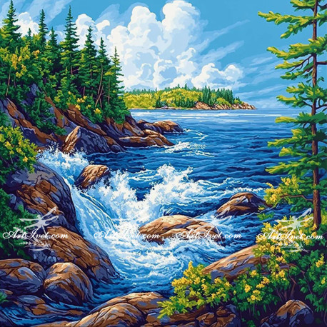 Рисуване по номера - АЛЯСКА ПРЕЗ ЛЯТОТО 40х40 см.