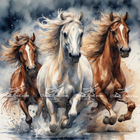 Рисуване по номера - ВОЛНИ КОНЕ - 40х40 см.