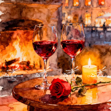 Рисуване по номера - ВИНОТО СТОПЛЯ СЪРЦАТА - 40х40 см.