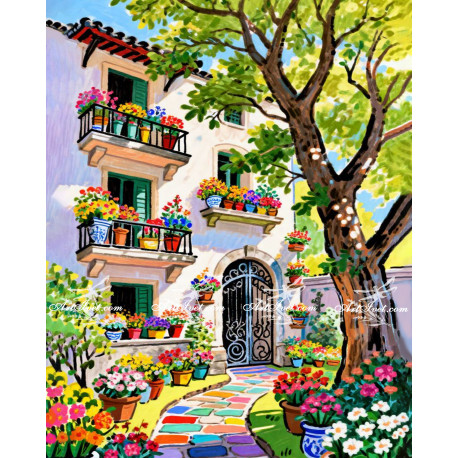Рисуване по номера - LA CASA DE LAS FLORES (КЪЩАТА НА ЦВЕТЯТА) - 40х50см.