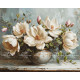 Рисуване по номера - МАГНОЛИЯ ГРАНДИФЛОРА ВЪВ ВАЗА - 40х50см.