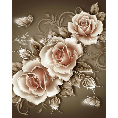 Рисуване по номера - ЛУННИ ЦВЕТЯ - ВАРИАНТ 3 - 40х50см.