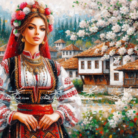 Рисуване по номера - ГОРДА БЪЛГАРКА - ИВАНА 40х40 см.