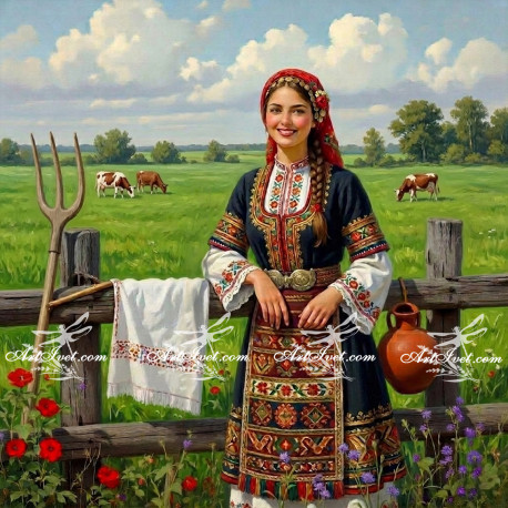 Рисуване по номера - БОЯНО, ПИЛЕ ЗАСМЯНО 40х40 см.